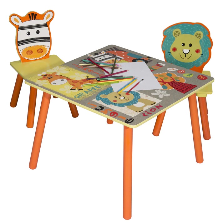 Set Masa si 2 Scaune Ginger Home Safari, Lemn - imagine 4