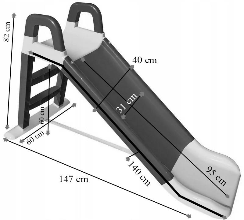 Tobogan Mykids Alb-Gri, Rezistent UV, Exterior