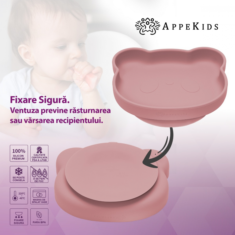 Farfurie Silicon cu Ventuza AppeKids The Little Bear - imagine 3