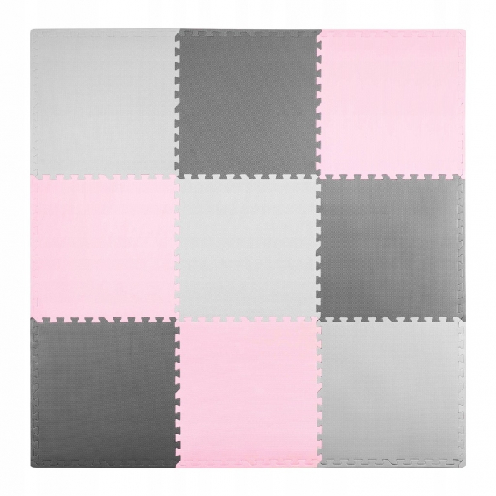Covoras Joaca Ricokids 180x180 cm Puzzle Roz/Gri - imagine 5