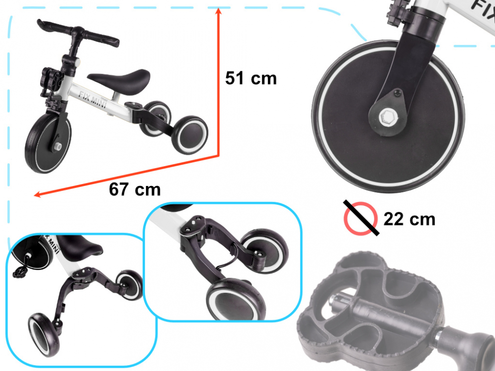 Tricicleta Ikonka 3in1 Trike Fix White, Alba - imagine 3