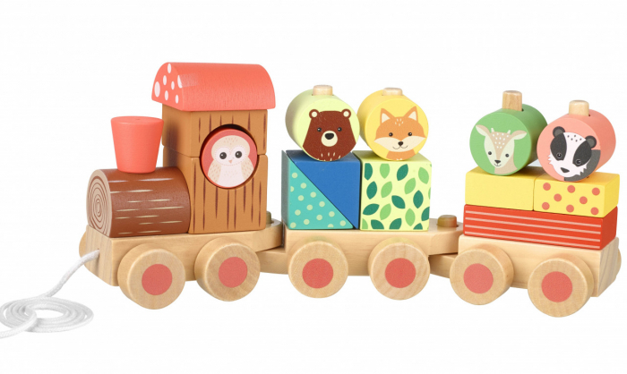 Trenulet Lemn Forme Animale Orange Tree Toys