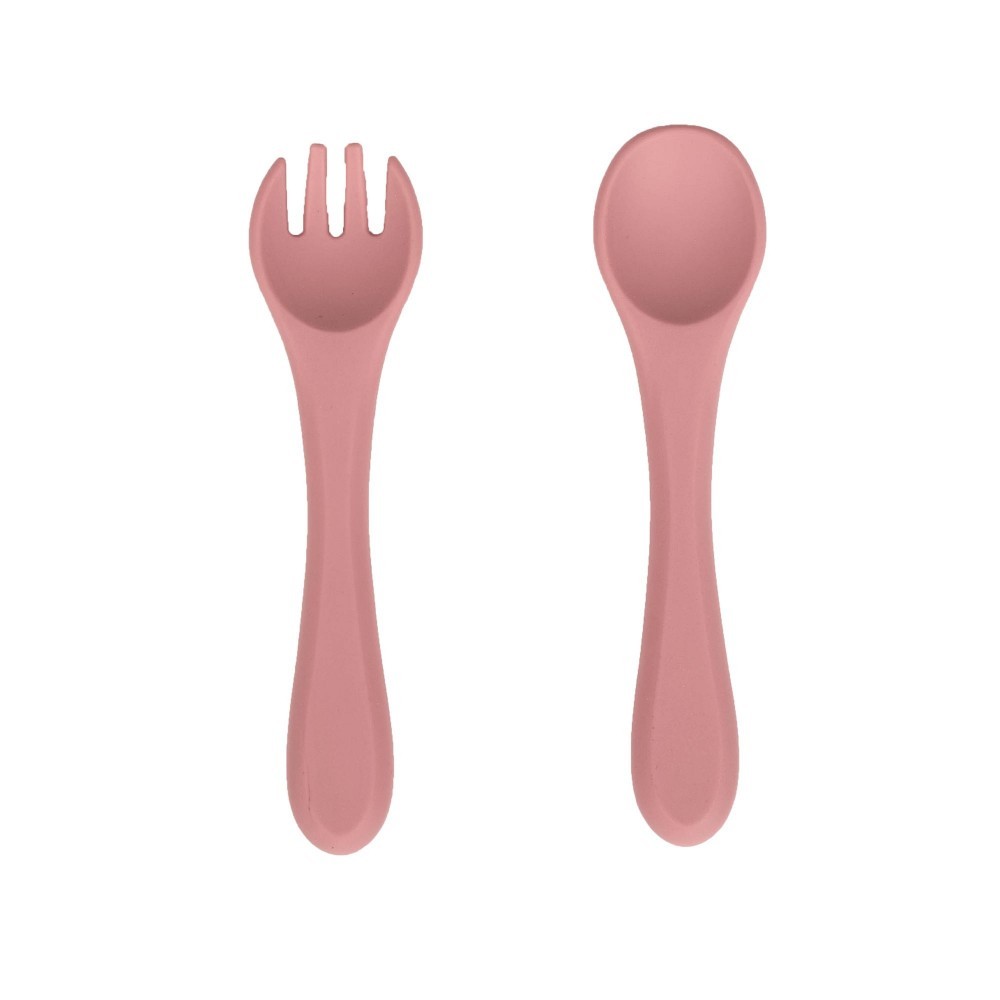 Set Linguriță și Furculiță SeviBebe Silicon Roz