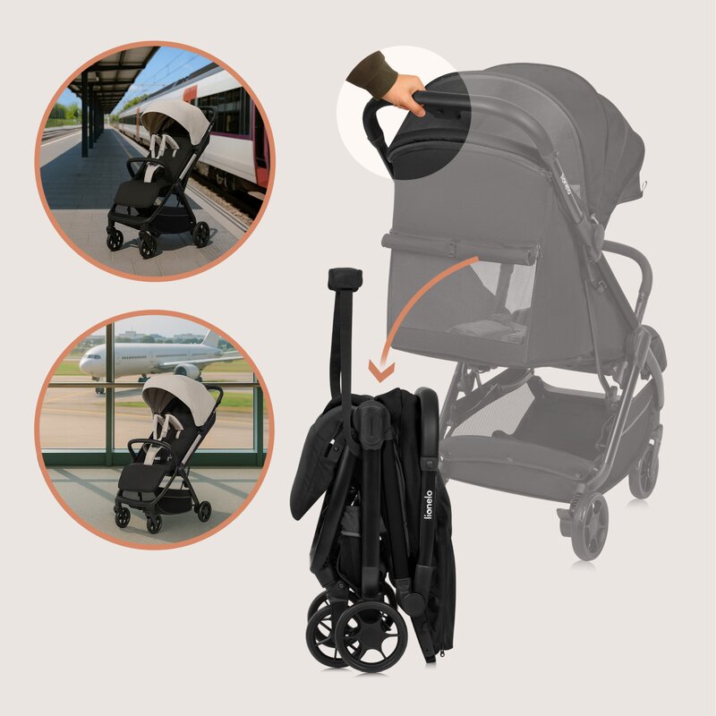 Carucior Lionelo Julie Air Negru, 7.5kg, Pliere Compacta - imagine 4