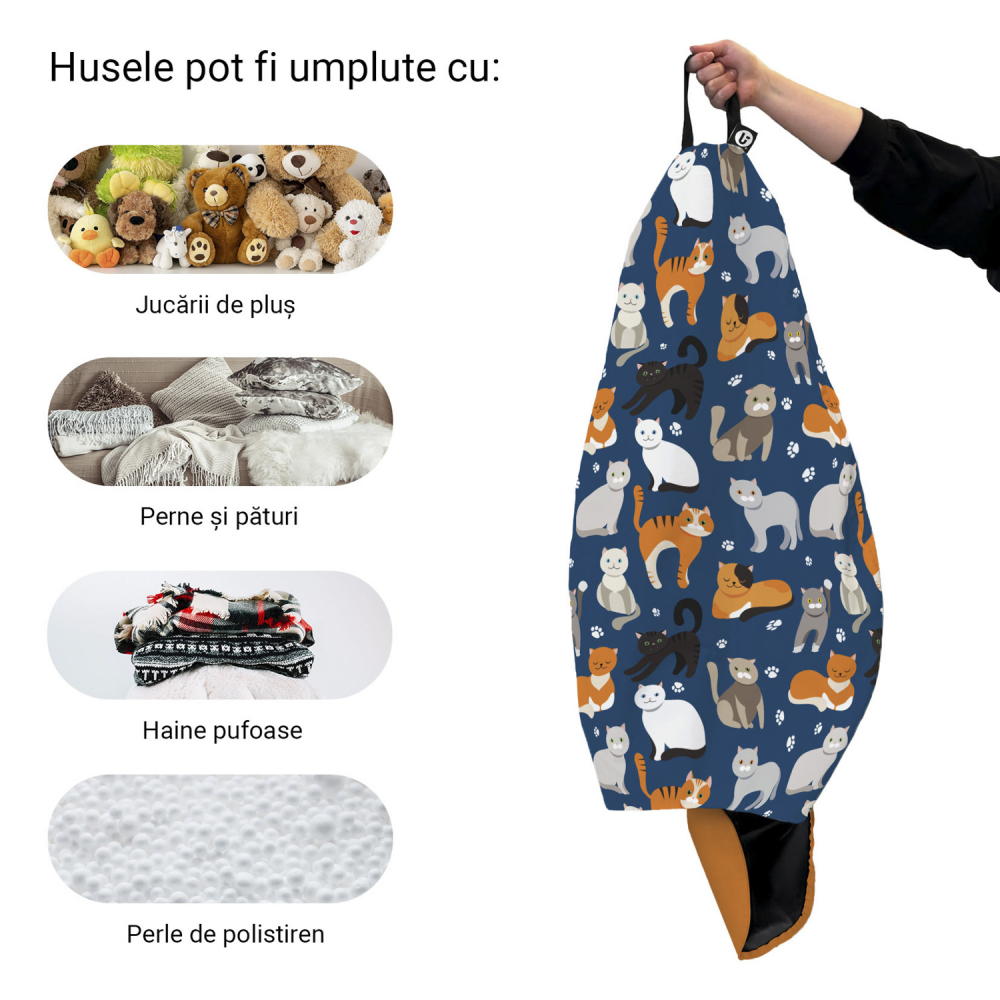 Husa Fotoliu Puf Para XL, Model Pisici | Updeco