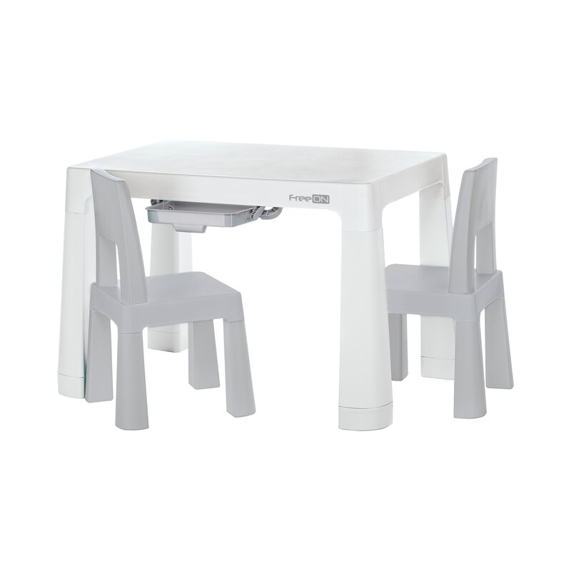 Set Masă și 2 Scaune FreeON Neo, 2 Sertare, Gri - imagine 3
