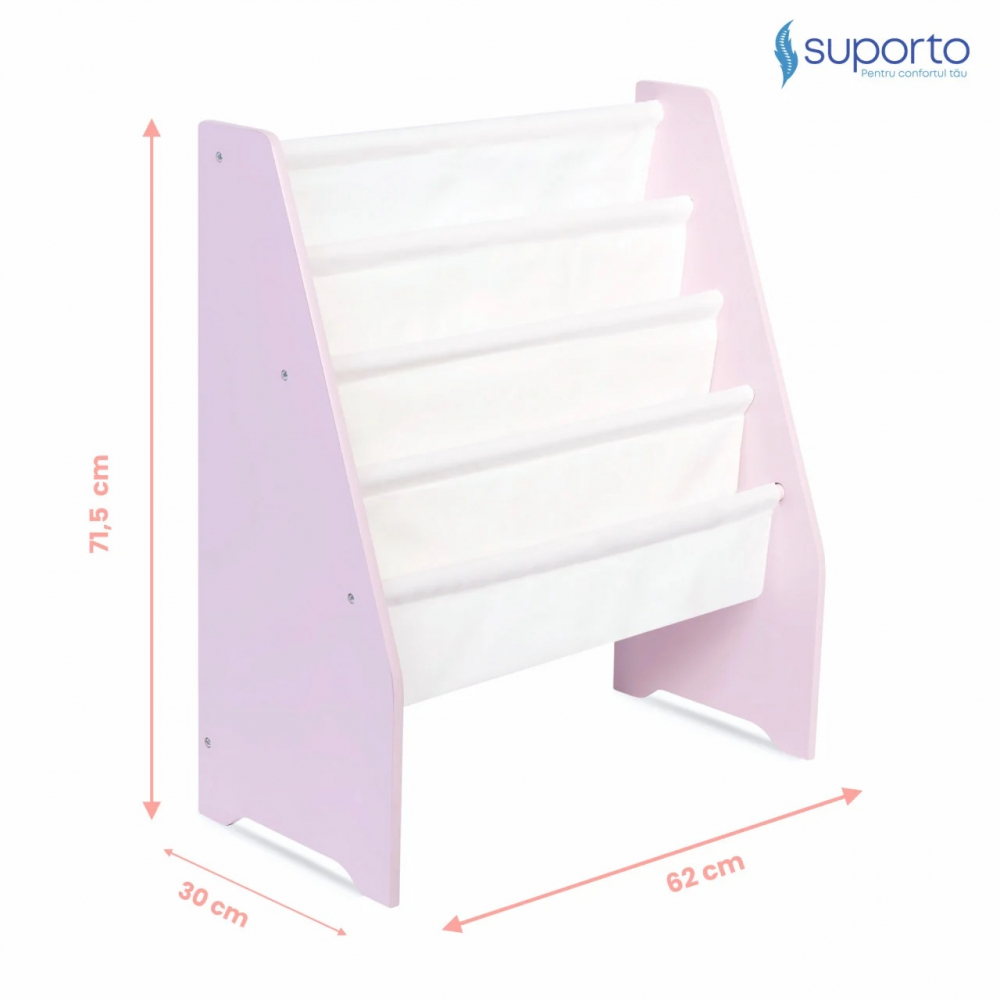 Raft Cărți Copii Suporto Roz - Depozitare Eficientă - imagine 2