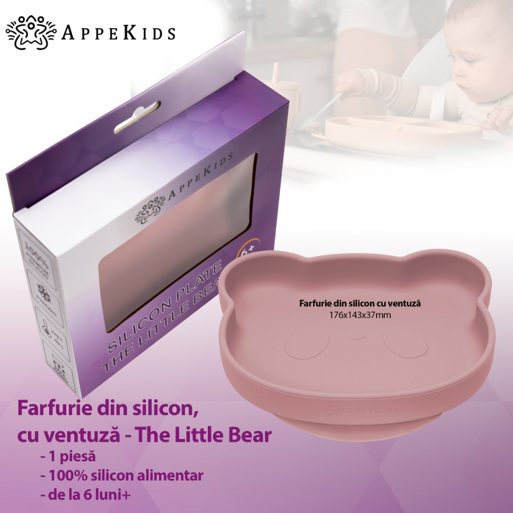 Farfurie Silicon cu Ventuza AppeKids The Little Bear