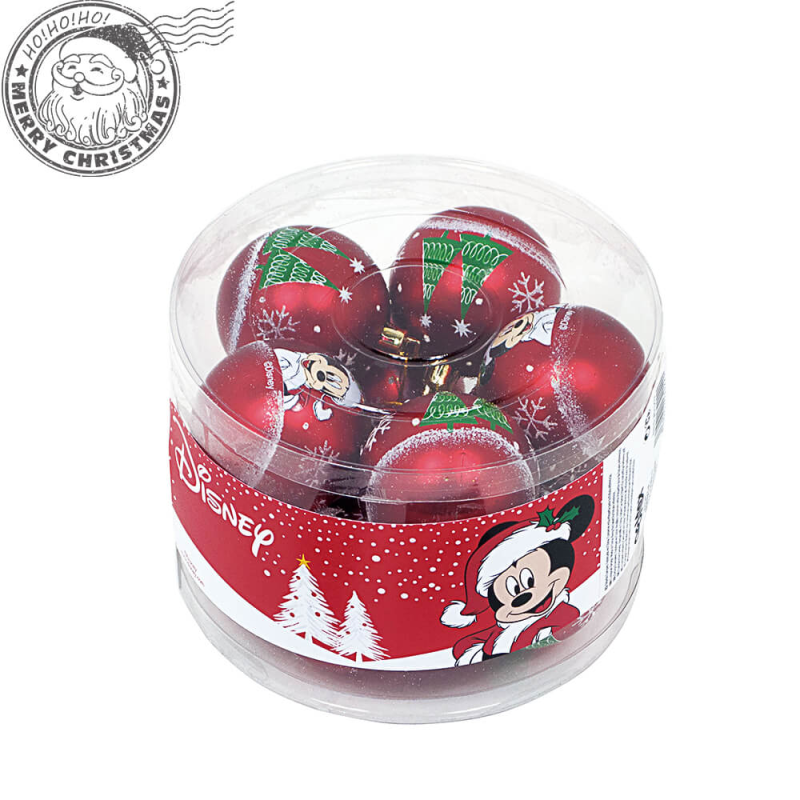 Set 10 Globuri Mickey Mouse Rosii 6 cm