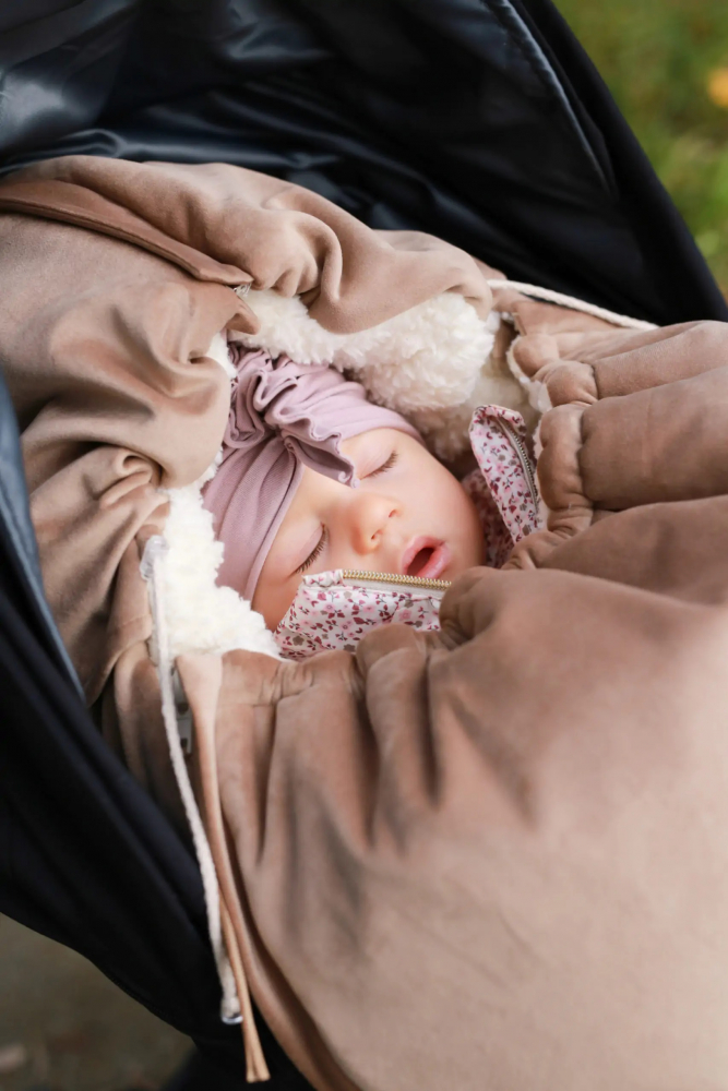 Sac Iarnă Carucior Babyly Velvet Premium, Bej, Impermeabil - imagine 5