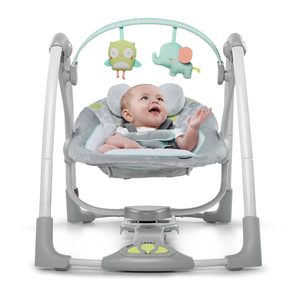 Leagan Portabil Ingenuity Swing n Go Hugs Hoots - imagine 3