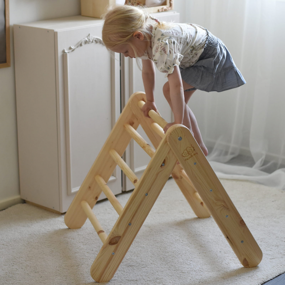 Scara Pikler Montessori Meowbaby® Lemn Natural - imagine 2