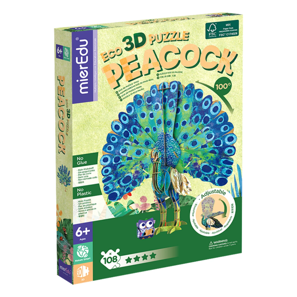 Puzzle 3D Eco Mieredu Paun Deluxe 108 Piese