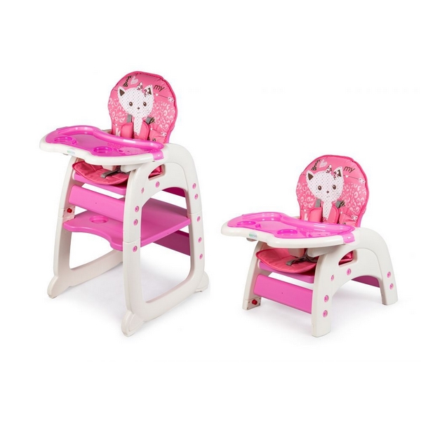 Scaun de masă Ecotoys C-211 roz, 2 în 1 - imagine 5