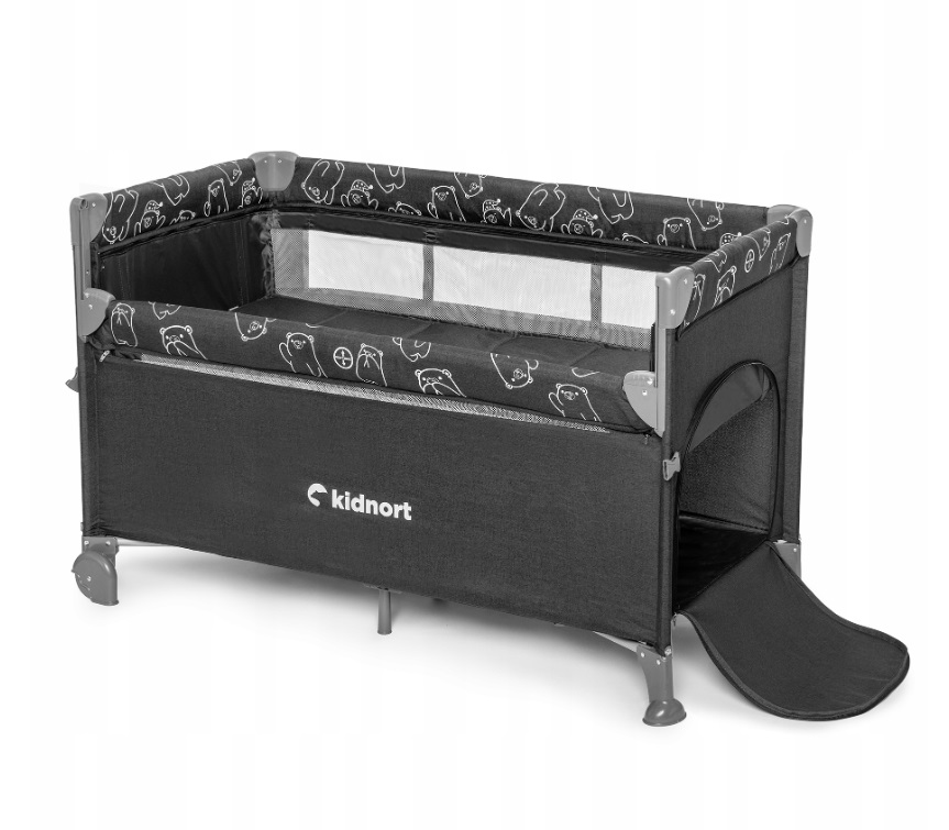 Patut pliabil 3in1 Kidnort cu saltea Dark Grey - imagine 6