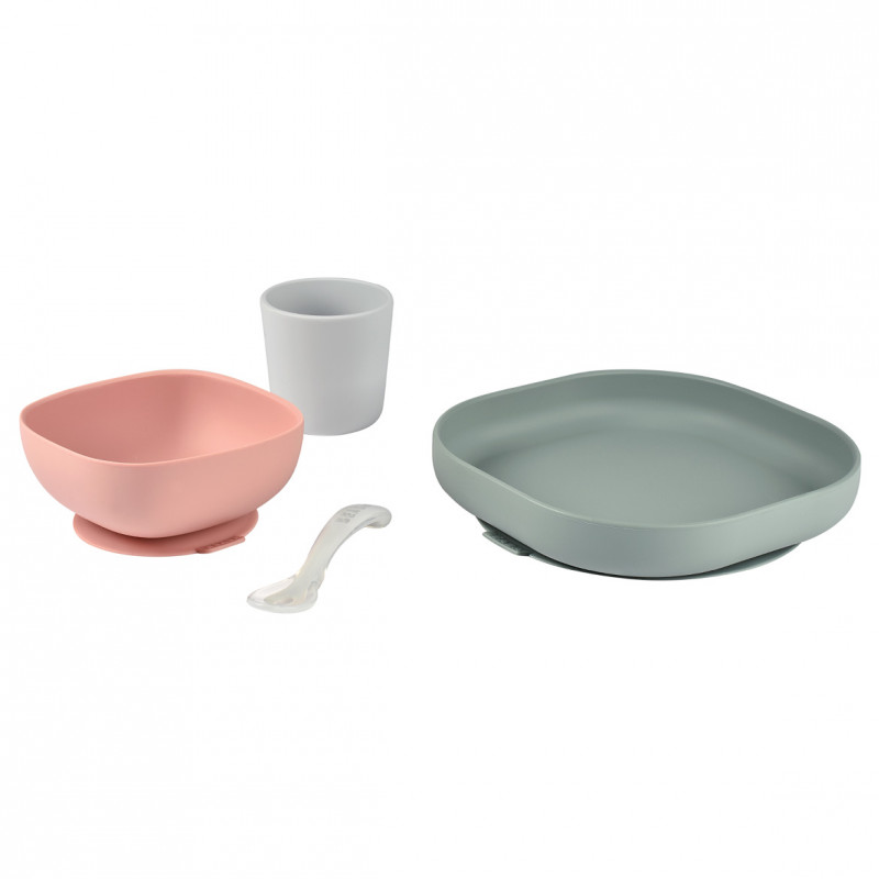 Set Masa Silicon Beaba 4 Piese Eucalyptus