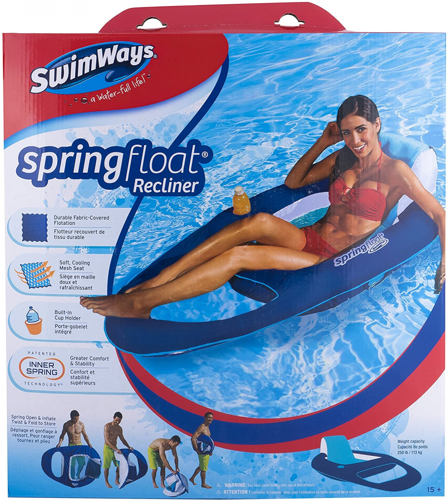 Sezlong Plutitor SwimWays cu Spătar și Suport Pahare