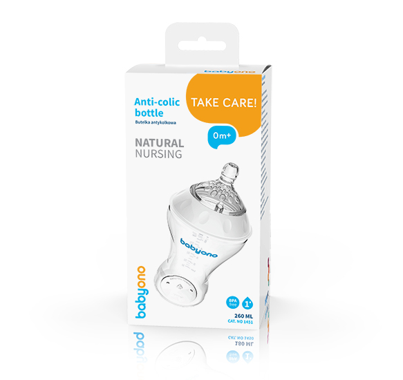 Biberon Anti-Colici Babyono 260ml Natural - imagine 3