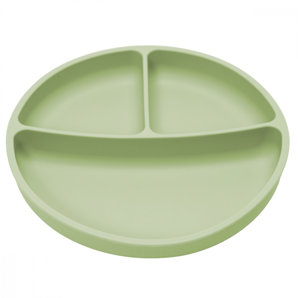 Farfurie Silicon AppeKids cu Ventuza, Raw Green - imagine 5