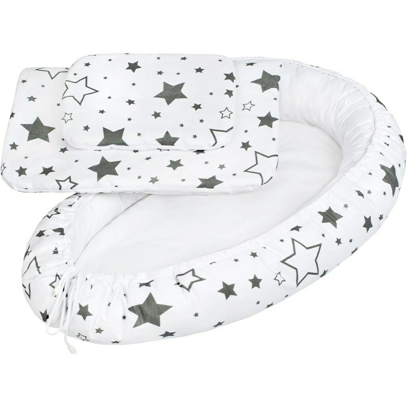 Set 3 piese New Baby Baby Nest Grey Stars - imagine 3