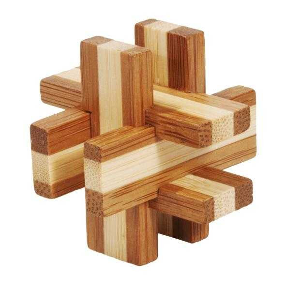 Joc Logic IQ Bambus Fridolin | Puzzle 3D în Cutie Metalică