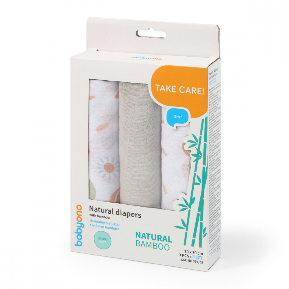 Set 3 scutece Babyono Bambus, 09 Gri - imagine 5
