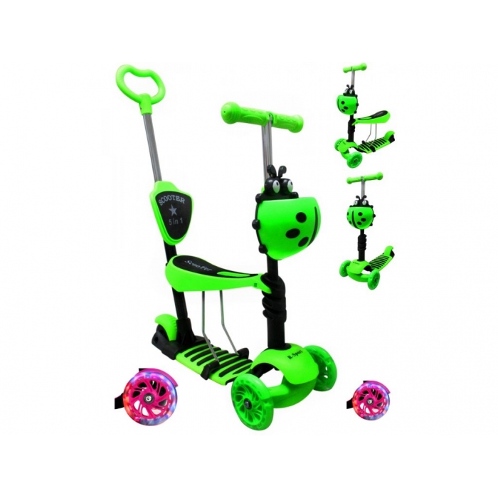 Trotineta 5 în 1 R-Sport Verde cu Mâner Parental - imagine 3