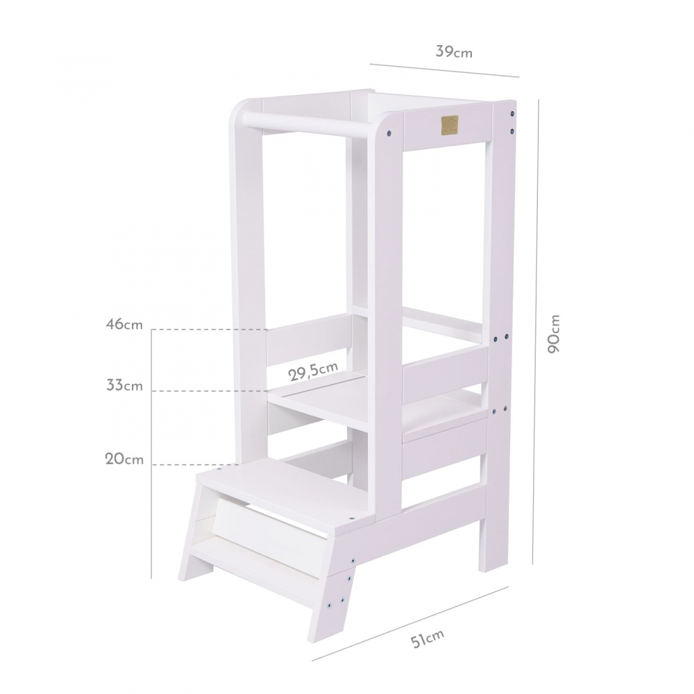 Înălțător Learning Tower MeowBaby Alb - imagine 5
