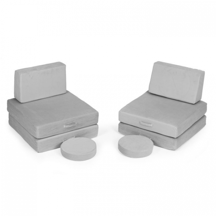 Canapea Modulară Ecotoys Gri - 8 Perne Confortabile - imagine 4