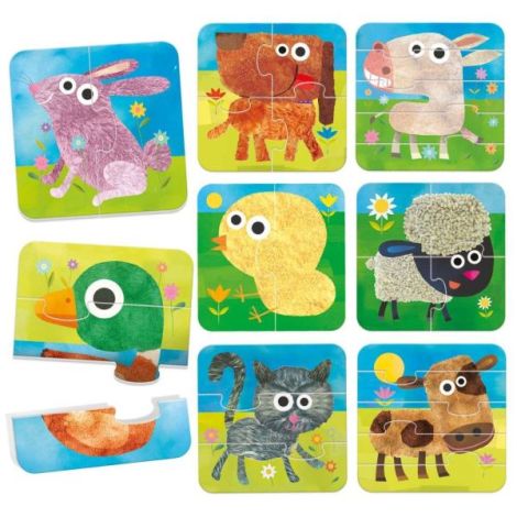 Headu 8 Puzzleuri Animale Fermă - Joc Educativ Progresiv