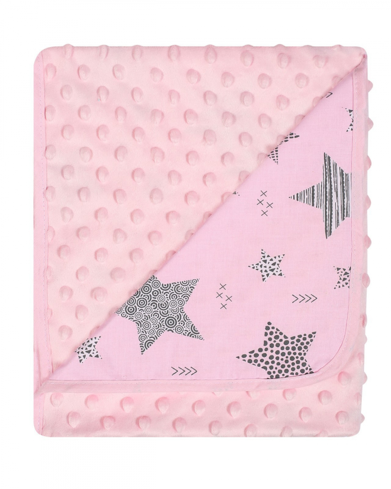 Paturica Duetbaby Minky și Bumbac Pink Stars