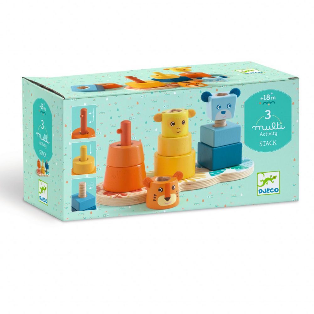 Jucărie de Stivuit Djeco MultiStack, Lemn, 3 Coloane