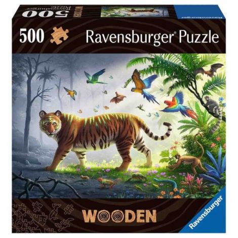 Puzzle Tigru 500 Piese, Lemn - Ravensburger - imagine 2