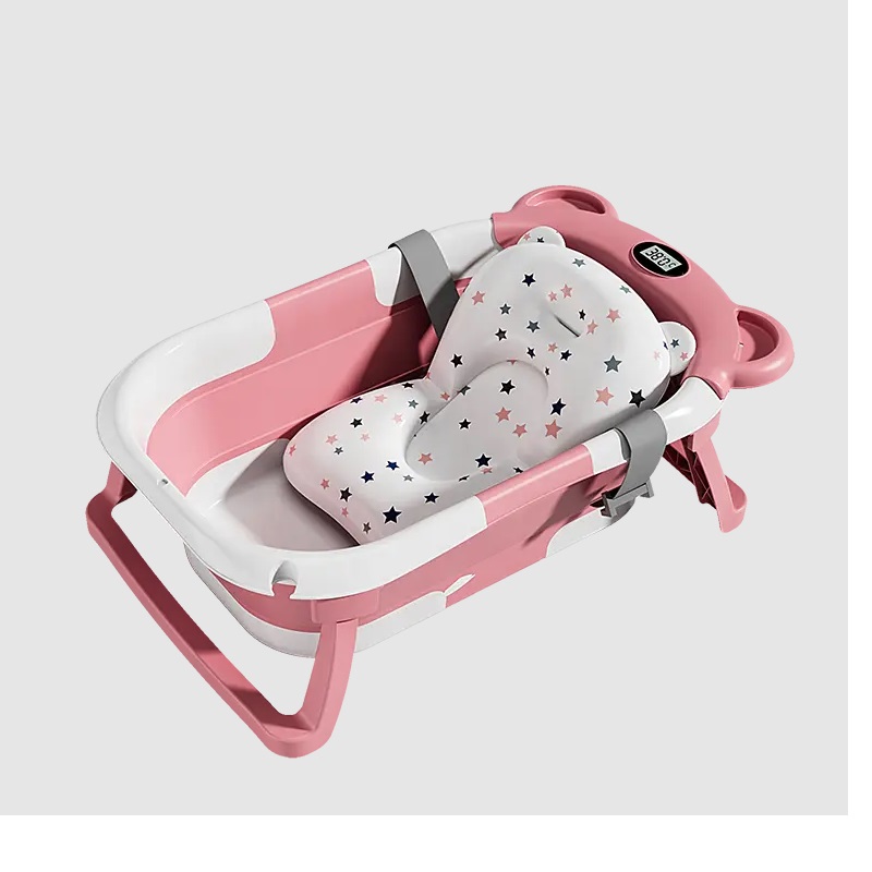 Cadita Ultrapliabila Little Mom Bear Pink cu Termometru - imagine 7