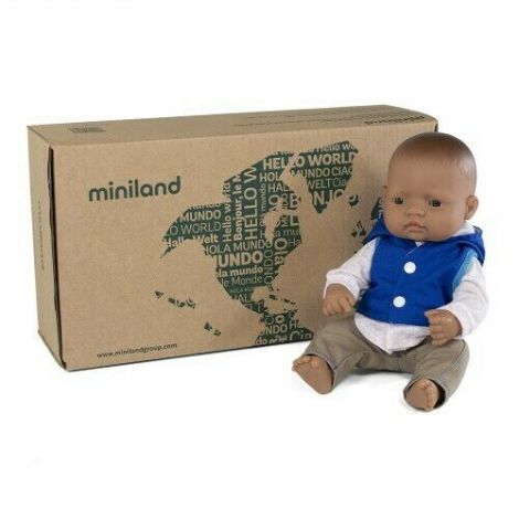 Papusa Miniland Baiat 32 cm, Educativa, Vanilie - imagine 3