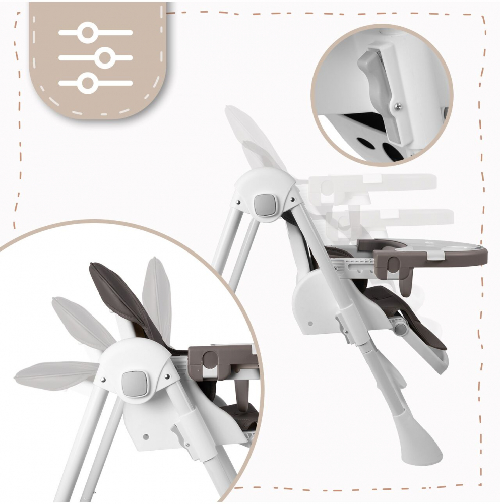 Scaun de masa 2in1 Malplay Deli Grey, pliabil cu roti - imagine 13