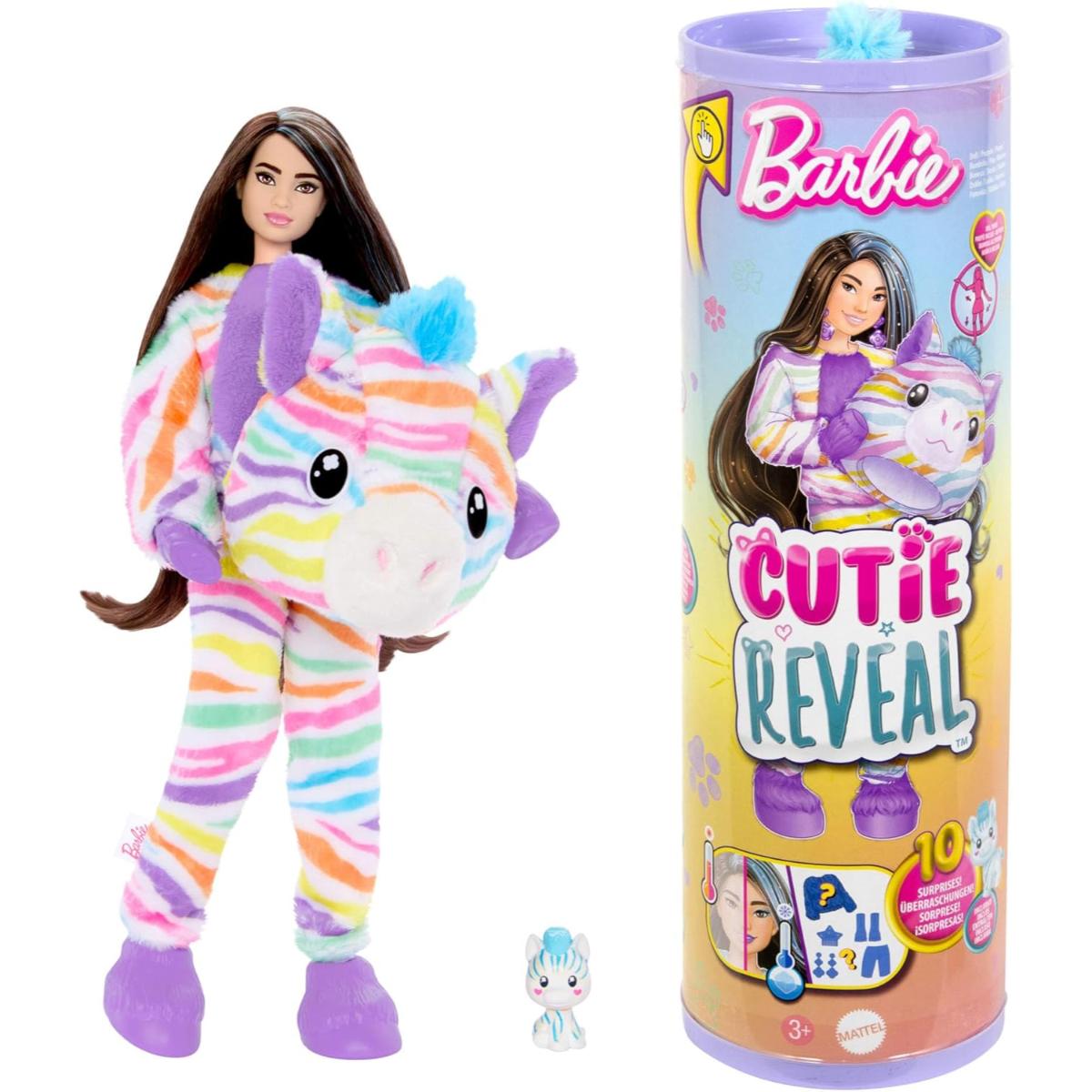 Papusa Barbie Cutie Reveal Zebra, 10 Surprize
