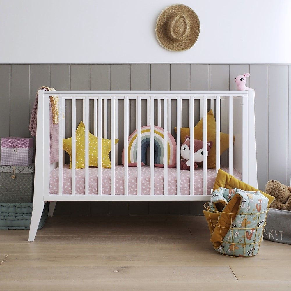 Pătuț Woodies Alb 120x60 cm, Înălțime Reglabilă - imagine 4