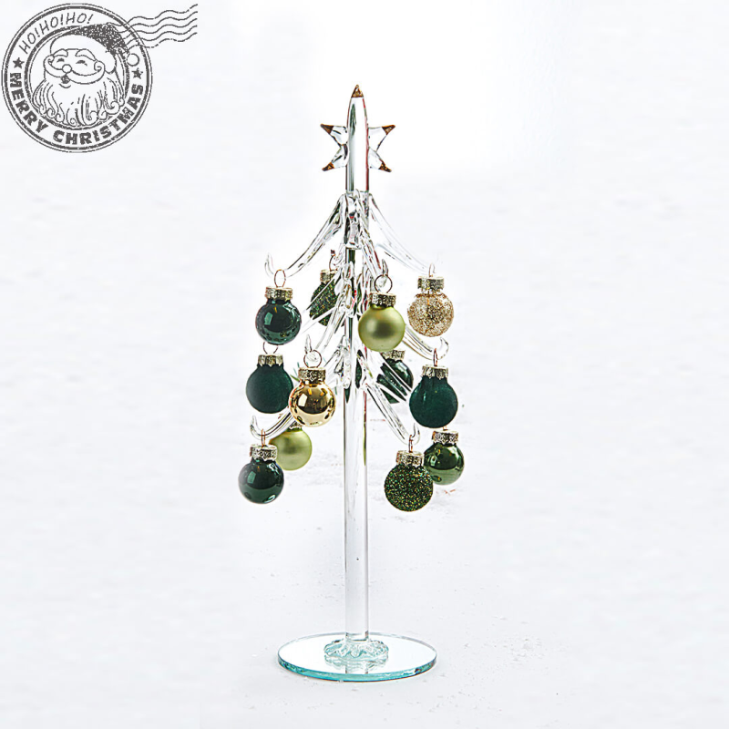 Brad Crăciun Sticlă 27 cm Ema cu Globuri Decorative - imagine 2