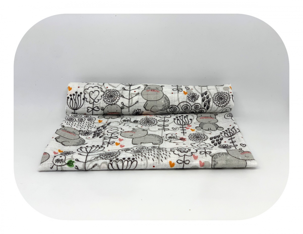 Scutec Muselina Egakids Grey Hippo 70x80 cm