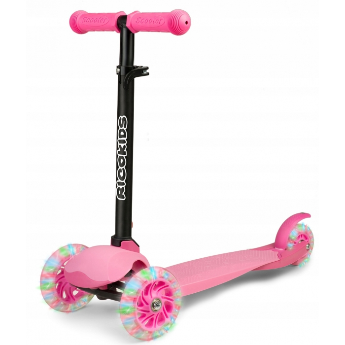 Trotineta Ricokids Loco LED Roz Pliabilă - imagine 8