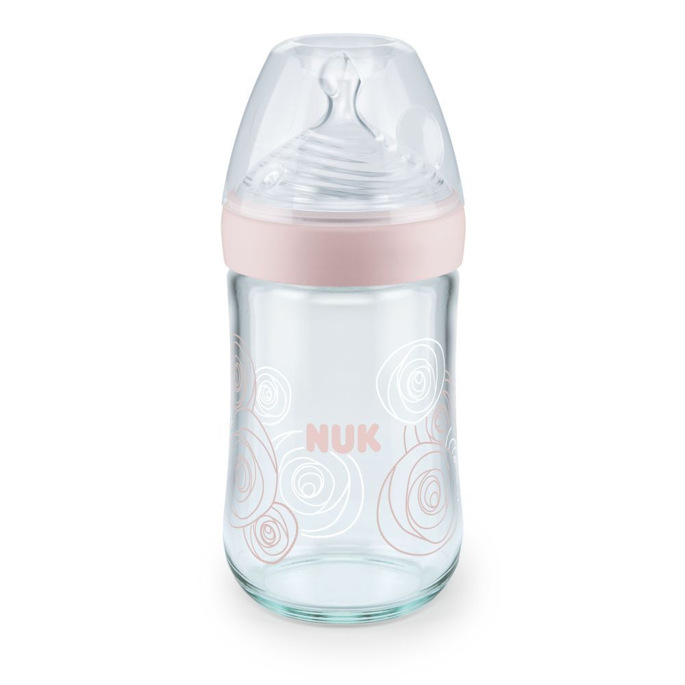 Biberon NUK Nature Sense 240ml, Roz, 0-6 luni - imagine 2