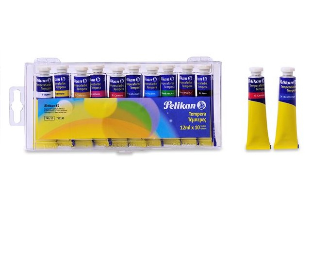 Pelikan Tempera 10 Culori, Tuburi 12 ml