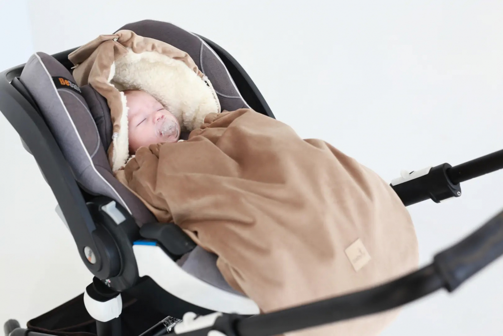 Sac Iarnă Carucior Babyly Velvet Premium, Bej, Impermeabil - imagine 4
