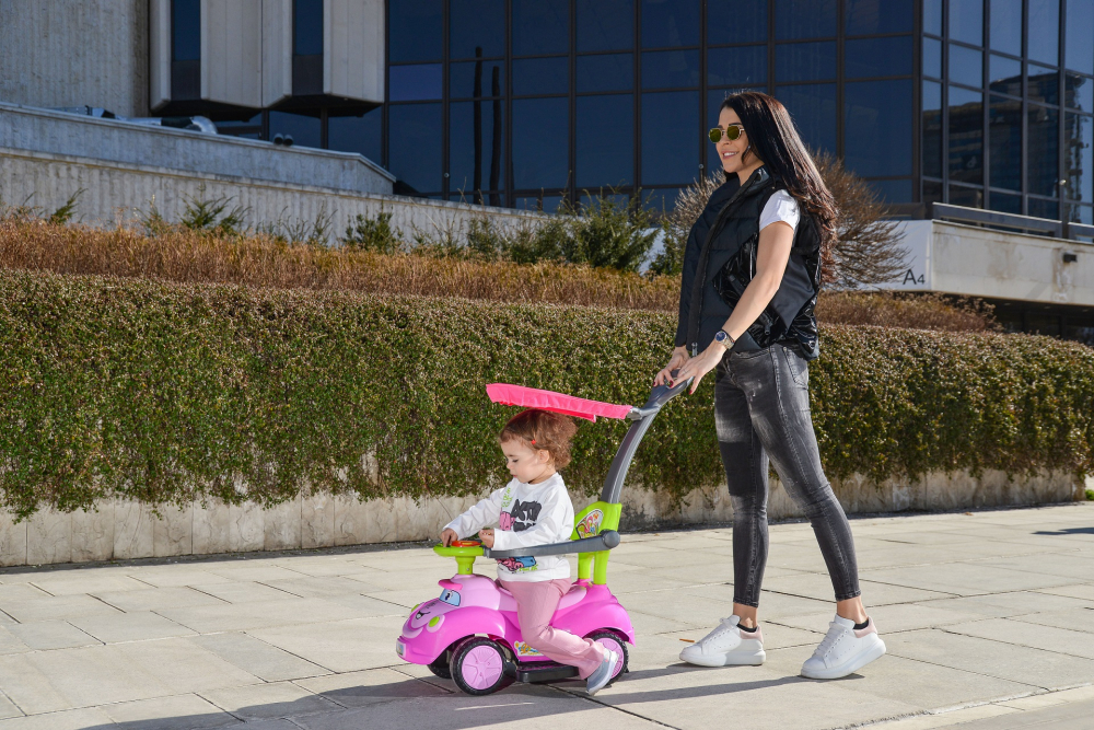 Masinuta Moni Smile Pink 2in1 cu Maner - imagine 4