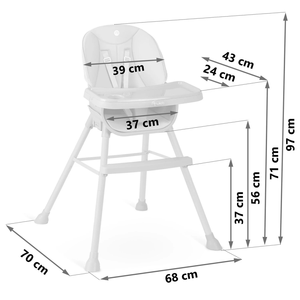 Scaun 3in1 Nukido Tilo Gri - Multifuncțional - imagine 11