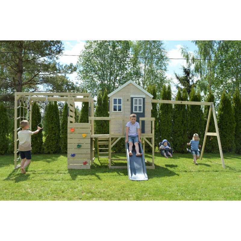 Casuta Gradina Grey Lodge cu Tobogan si Leagan Wendi - imagine 4