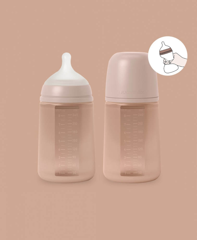 Biberon Suavinex din Silicon, 240ml, Nude - imagine 2
