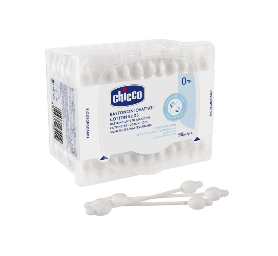 Betisoare vata Chicco cu protectie, 90 buc