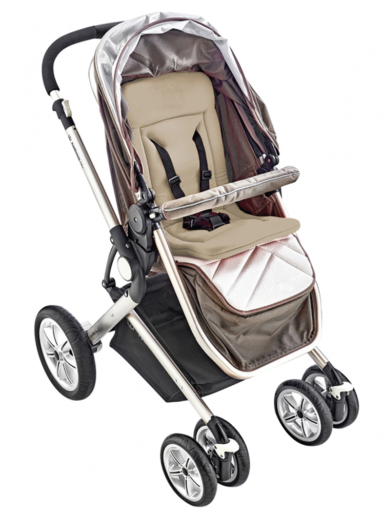 Saltea Carucior BabyJem Cushion Beige, Confort - imagine 9